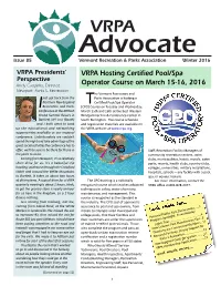 VRPA Hosting Certified Pool/Spa Operator Course on March 15-16