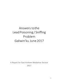 Answers to the Lead Poisoning / Sniffing Problem Galiwin'ku June
