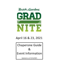 April 16 & 23, 2021 Chaperone Guide & Event Information