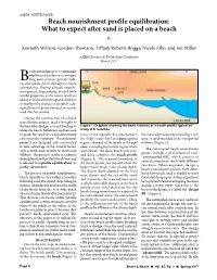 Beach Nourishment Profile Equilibration: What to Expect After Sand Is Placed on a Beach By