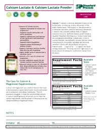 Calcium Lactate Fact Sheet