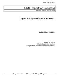 Egypt: Background and U.S. Relations
