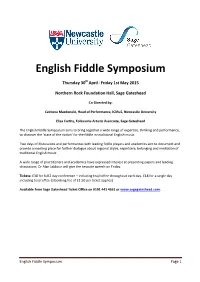 English Fiddle Symposium Programme