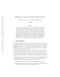 Information Geometry and Frobenius Algebra