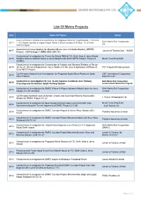 List of Metro Projects