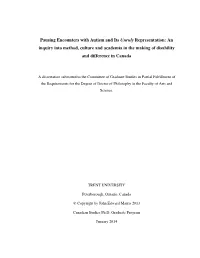 Pausing Encounters with Autism and Its Unruly Representation: an Inquiry Into Method, Culture and Academia in the Making of Disability and Difference in Canada