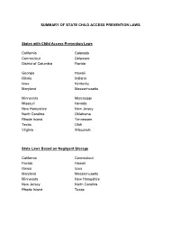 Summary of State Child Access Prevention Laws