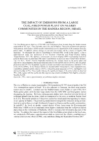 The Impact of Emissions from a Large Coal-Fired Power Plant on Nearby Communities in the Hadera Region, Israel