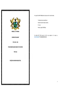 2023 Programme Based Budget Estimates for 2020 Kassena