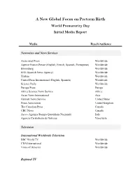 A New Global Focus on Preterm Birth World Prematurity Day Initial Media Report