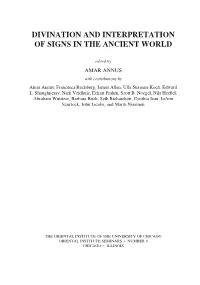 Divination and Interpretation of Signs in the Ancient World