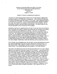 Edward J. Blotzer Is Presenting This Testimony Principal of The