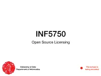 INF5750 Open Source Licensing