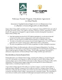 Pathways Transfer Program Articulation Agreement in Allied Health