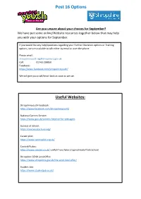 Post 16 Options Resource Sheet (Pdf)