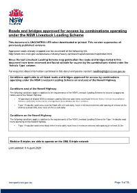 Roads and Bridges Approved for Access by Combinations Operating Under the NSW Livestock Loading Scheme