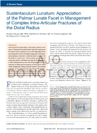 Sustentaculum Lunatum: Appreciation of the Palmar Lunate Facet in Management of Complex Intra-Articular Fractures of the Distal Radius