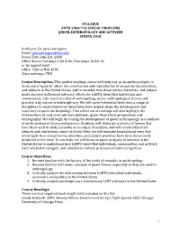 Syllabus Anth 5900.713 Special Problems Queer Anthropology and Activism Spring 2018