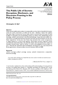 The Public Life of Secrets: Deception, Disclosure, and Discursive Framing in the Policy Process