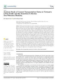 Analysis Study of Current Transportation Status in Vietnam's