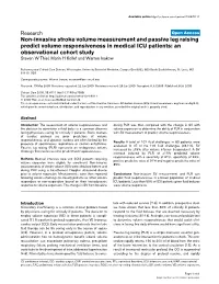 Non-Invasive Stroke Volume Measurement and Passive Leg