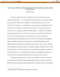 The Quest for Proportionality in the Discovery Rules of the Federal Rules of Civil Procedure