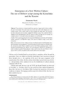 The Use of Hebrew Script Among the Krimchaks and the Karaim