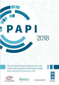 The Viet Nam Provincial Governance and Public Administration Performance Index Measuring Citizens’ Experiences, 2018