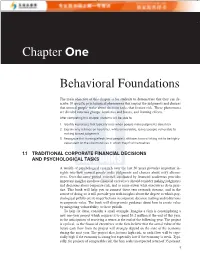 Chapter One Behavioral Foundations Chapter