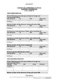 FCO Ministers' Quarterly Data