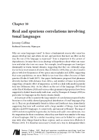 Real and Spurious Correlations Involving Tonal Languages Jeremy Collins Radboud University, Nijmegen