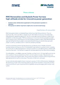 RWE Renewables and Skysails Power Harness High-Altitude Winds for Innovative Power Generation