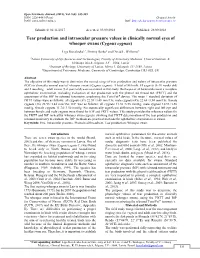 Tear Production and Intraocular Pressure Values in Clinically Normal Eyes of Whooper Swans (Cygnus Cygnus)