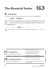 The Binomial Series 16.3   