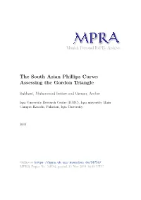 The South Asian Phillips Curve: Assessing the Gordon Triangle