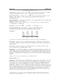 Benitoite Batisi3o9 C 2001 Mineral Data Publishing, Version 1.2 ° Crystal Data: Hexagonal
