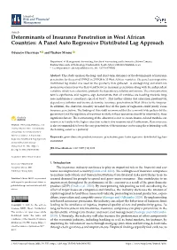 Determinants of Insurance Penetration in West African Countries: a Panel Auto Regressive Distributed Lag Approach
