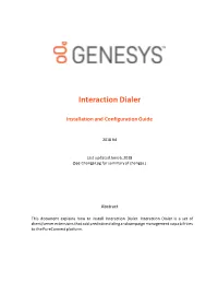 Interaction Dialer Installation and Configuration Guide