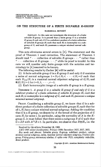 On the Structure of a Finite Solvable K-Group