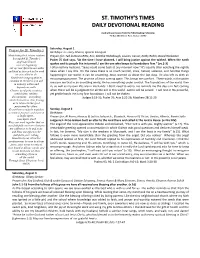St. Timothy's Times Daily Devotional Reading