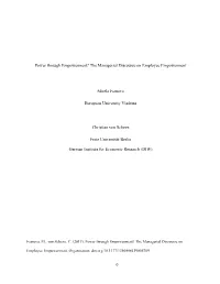 The Managerial Discourse on Employee Empowerment Mirela Ivanova European University Viadrina Chris