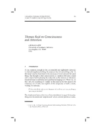 Thomas Reid on Consciousness and Attention 165 Volume 39, Number 2, June 2009, Pp