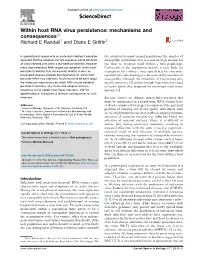 Within Host RNA Virus Persistence: Mechanisms and Consequences$