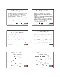 12.1 One-Step Syntheses