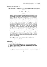 A Pragma-Stylo-Semantic Analysis of Proverbs 26, Verses 4 and 5