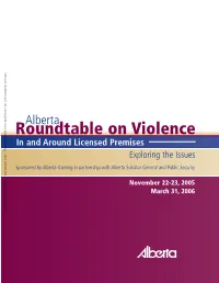 Alberta Roundtable on Violence in and Around Licensed Premises