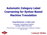Automatic Category Label Coarsening for Syntax-Based MT