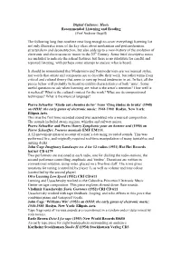 Digital Cultures Listening Lists
