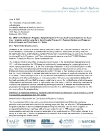 Joint CAFM Comments on the FY 2022 IPPS Proposed Rule