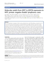 Molecular Switch from MYC to MYCN Expression in MYC Protein Negative